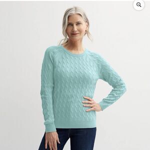 Women's Croft & Barrow Sweater Size XS Petite Extra Soft Cabled Crew Neck